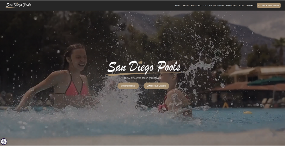 San Diego Pools website screenshot
